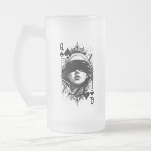 Spader Dam (stil 4) Fin konst ritning Frostat Ölglas