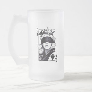 Spader Dam (stil 7) Fin konst ritning Frostat Ölglas