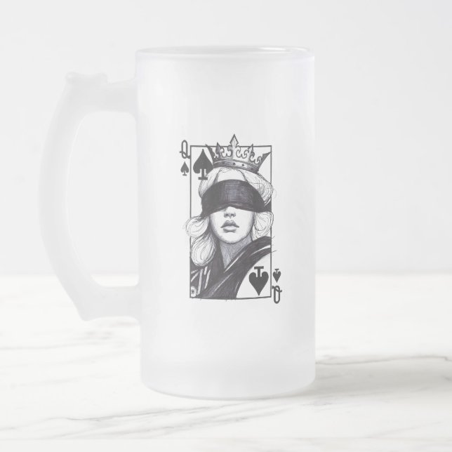 Spader Dam (stil 7) Fin konst ritning Frostat Ölglas (Vänster)