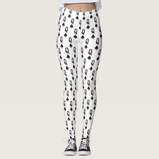 Spader designade vitt leggings (Framsida)