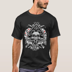 Spader Ess Dödskallar Spelkort Spelare T Shirt