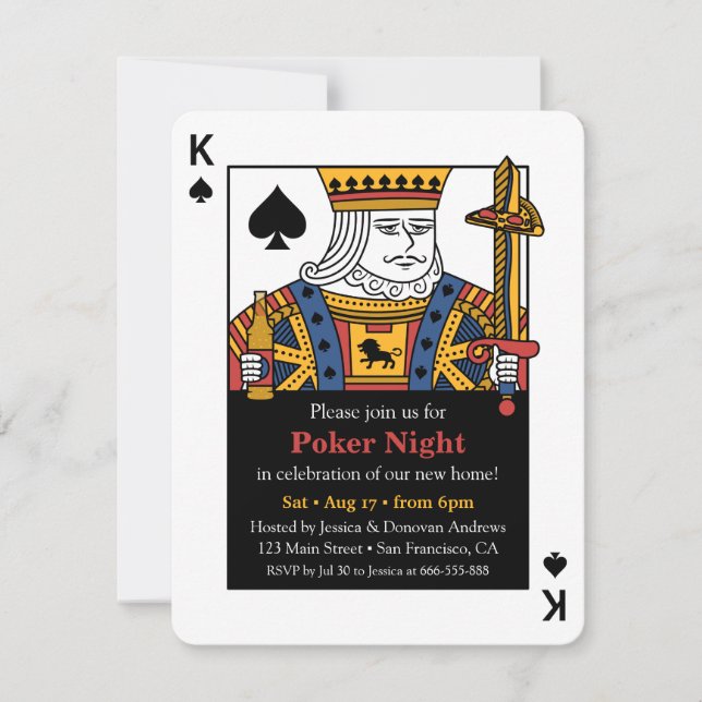 Spader Kung Poker Natt Housewarming Fest Inbjudningar (Framsida)