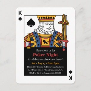 Spader Kung Poker Natt Housewarming Fest Inbjudningar