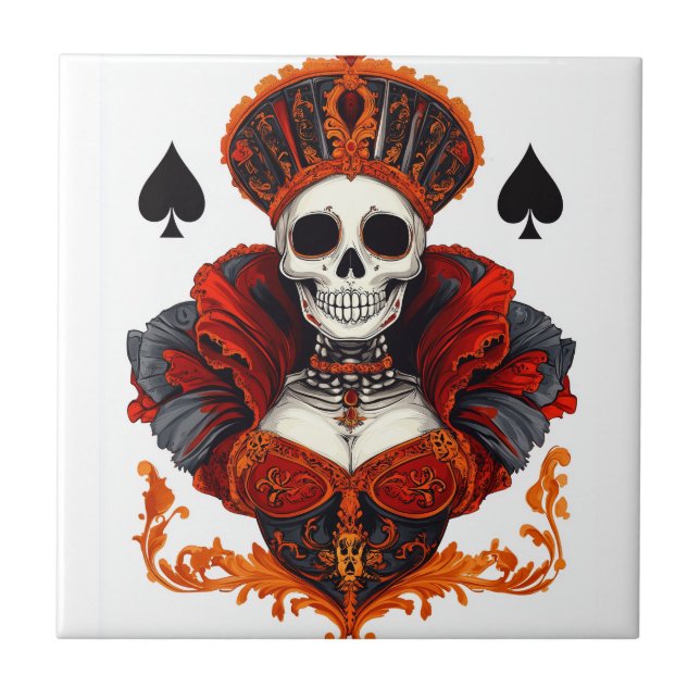 Spader Skulle Dame Kakelplatta (Framsidan)
