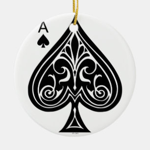Spader, spel-, poker-, svarta- julgransprydnad keramik