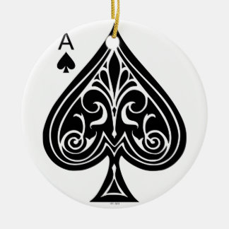 Spader, spel-, poker-, svarta- julgransprydnad keramik