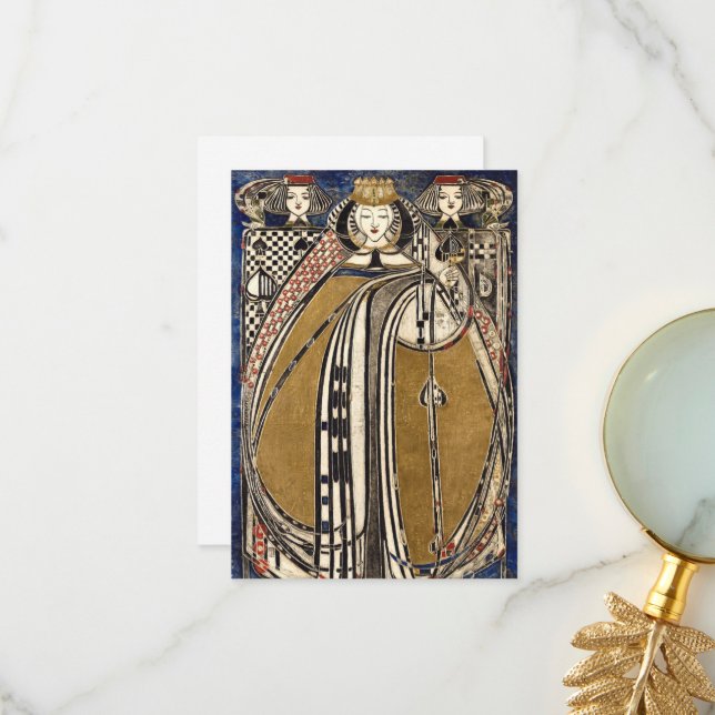 Spades drottning av Margaret Macdonald Mackintosh Tack Kort (Fram/Back In Situ)
