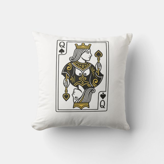 Spades drottning - Black & Guld Kudde (Framsida)