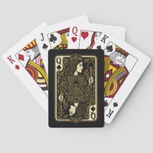 Spades drottning - Royalet Filigree i Svarta & Gul Casinokort