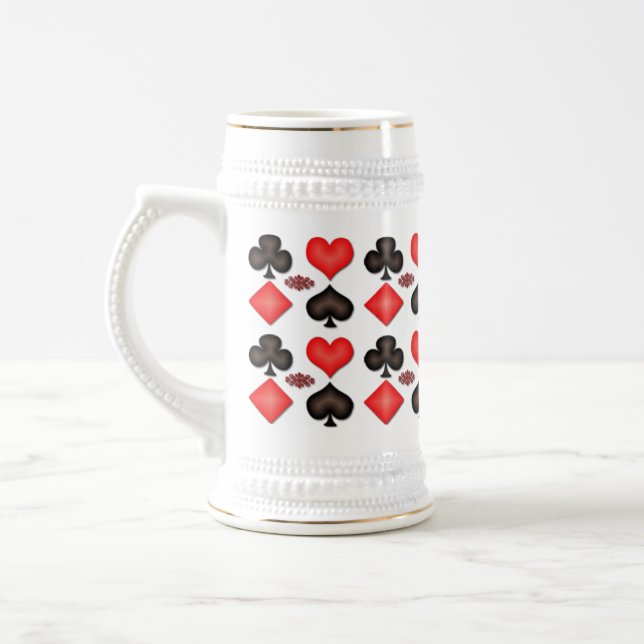 Spades Hearts Diamonds Klubb Mönster Beer Stein Sejdel (Vänster)
