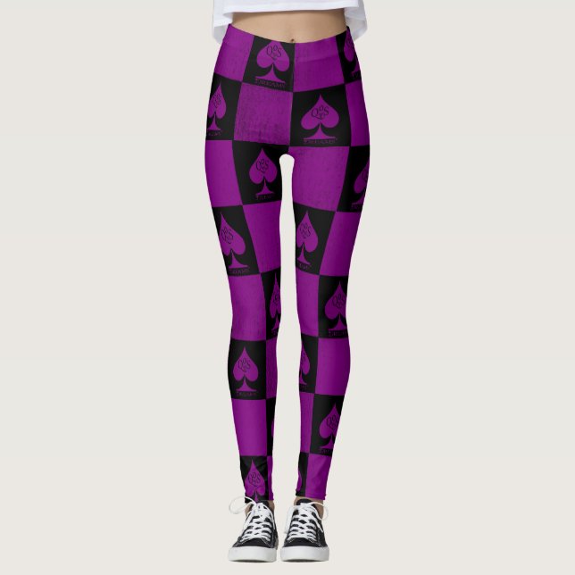 Spades Leggings Lila Checkers QoS Stil (Framsida)