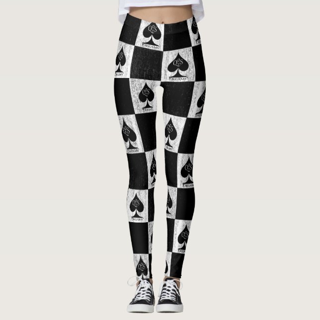 Spades Leggings White Checkerss QoS Stil (Framsida)