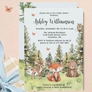 Spädningsdjur - Greenery Baby Shower Inbjudningar