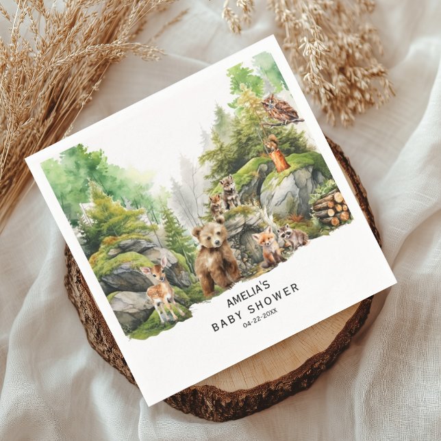 Spädningsdjur - Greenery Baby Shower Pappersservett (Skapare uppladdad)