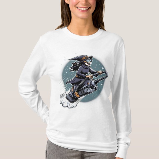 Spådomar och hastighet: Halloween Witch på en tekn T Shirt (Framsida)