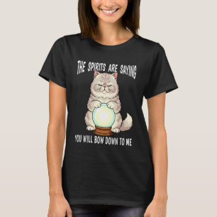 Spådoms Hus Katt med Kristallboll Böj Ner T Shirt