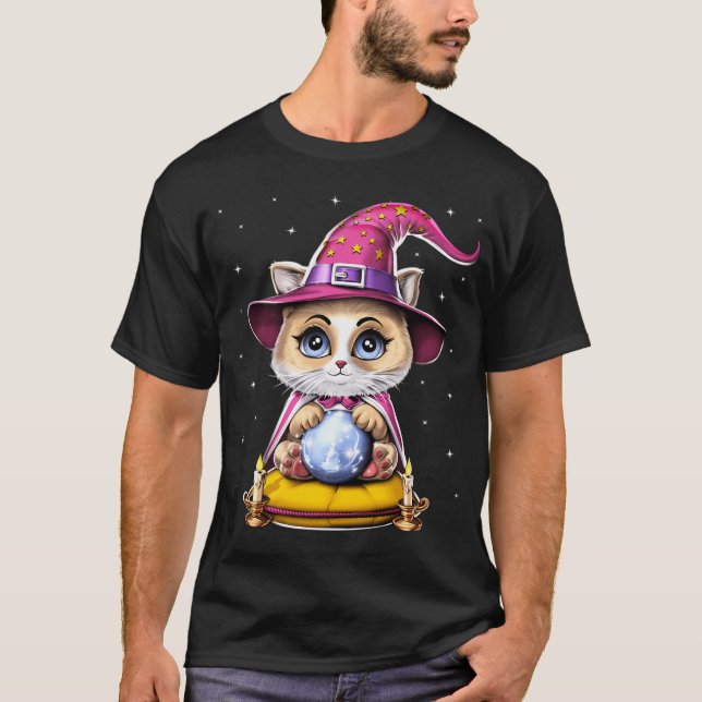 Spådomskatt med kristallboll t shirt (Framsida)