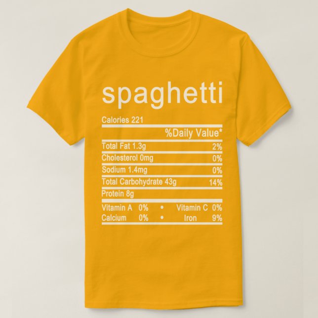 spagetti Etikett för näringsfetter T Shirt (Design framsida)