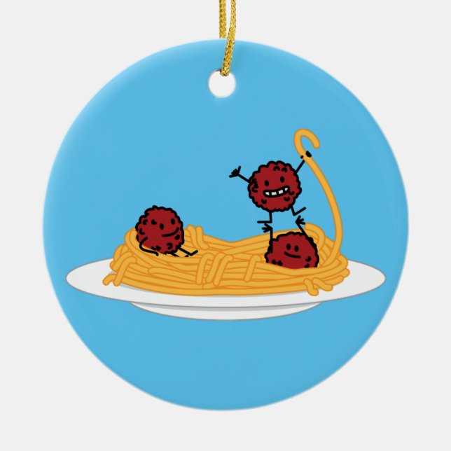 Spagetti och mat för italienare för julgransprydnad keramik (Framsidan)