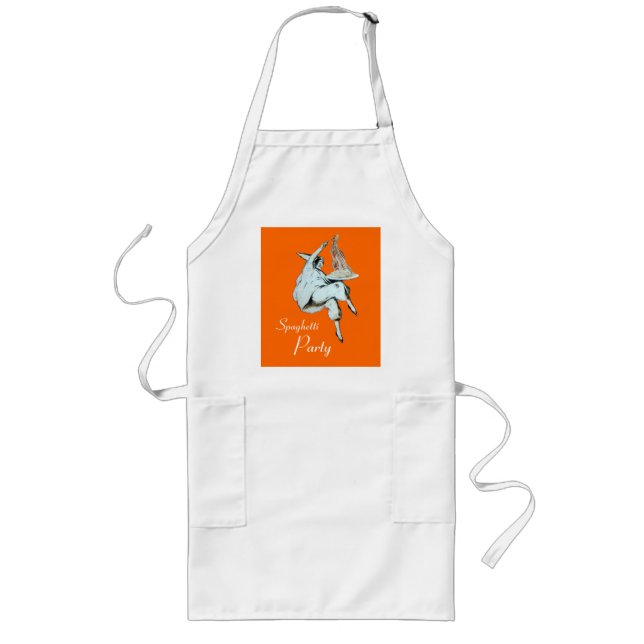 SPAGETTIPARTY, ITALIENSKT KÖK, RESTAURANG, orange Långt Förkläde (Framsidan)