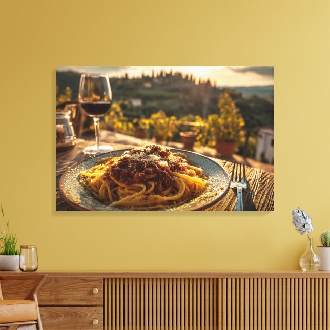 Spaghetti Bolognese på Vineyard Terrace Bord Canvastryck (Insitu (Vardagsrum))