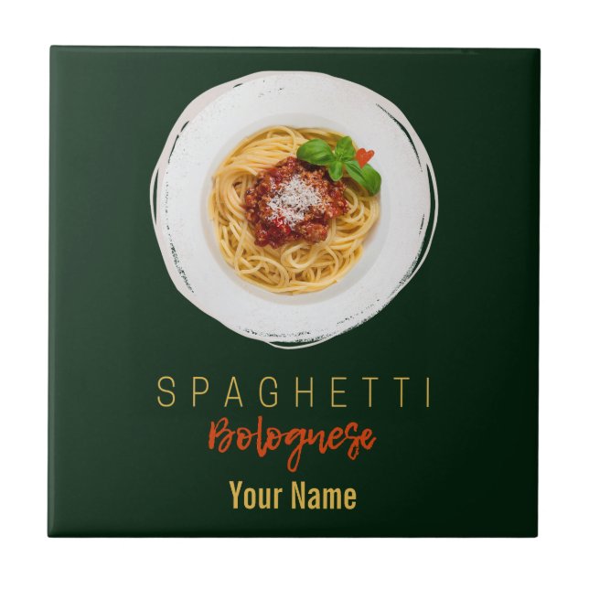 Spaghetti bolognese pasta noodle gourmet chef kakelplatta (Framsidan)
