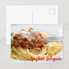 Spaghetti Bolognese Sauce Pasta med Parmesan Helg Vykort