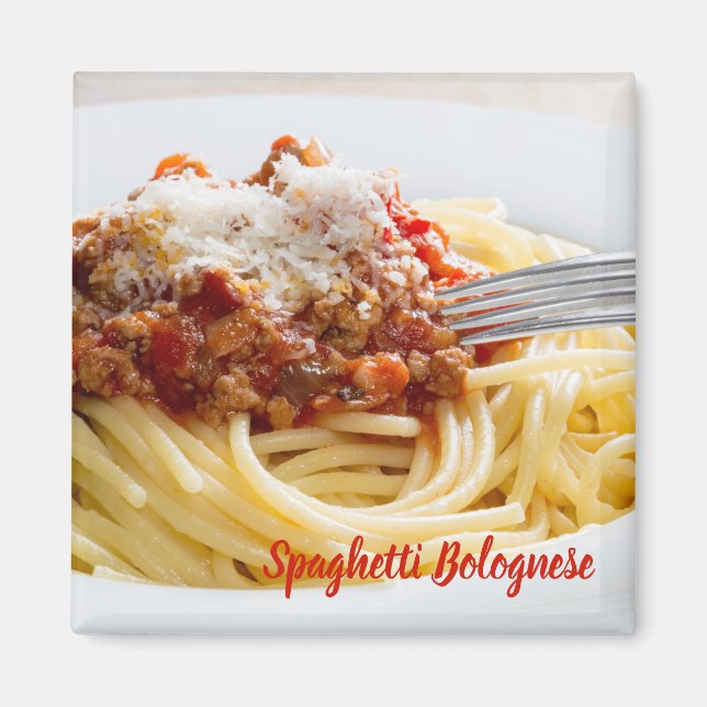 Spaghetti Bolognese Sauce Pasta med Parmesan Magnet (Framsidan)