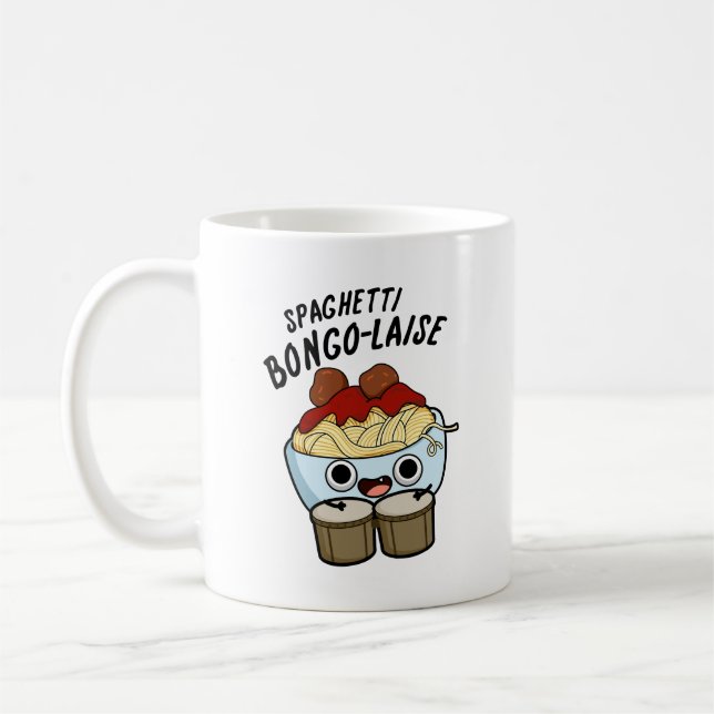 Spaghetti Bongolaise Funny Food Pun Kaffemugg (Vänster)