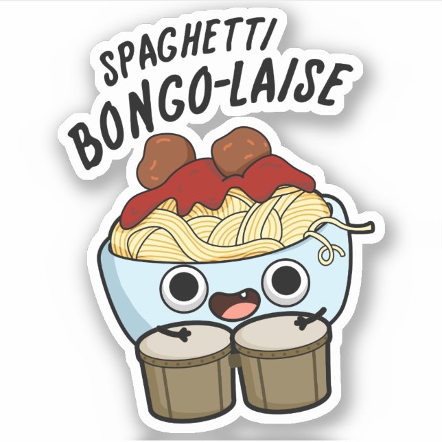 Spaghetti Bongolaise Funny Food Pun Klistermärken (Framsida)