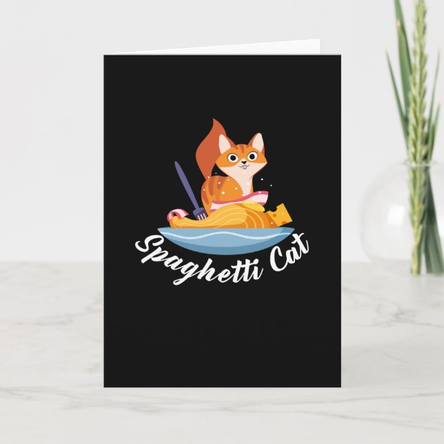 Spaghetti Cat Pasta Food Italien Kort (Framsida)