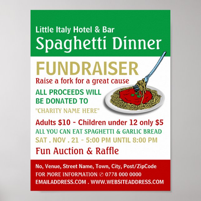 Spaghetti Dinner Fundraiser Event Poster (Framsidan)