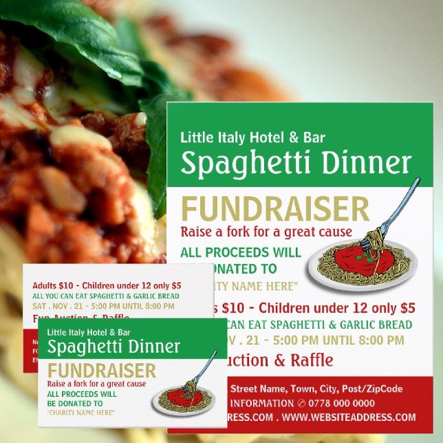 Spaghetti Dinner Fundraiser Event Visitkort (Skapare uppladdad)