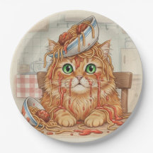 Spaghetti Kitty, Orange, Pappers Tallrikar