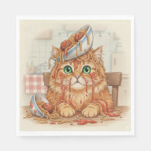 Spaghetti Kitty, Orange, Servetter