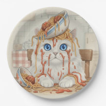 Spaghetti Kitty, Vit, Pappers Tallrikar
