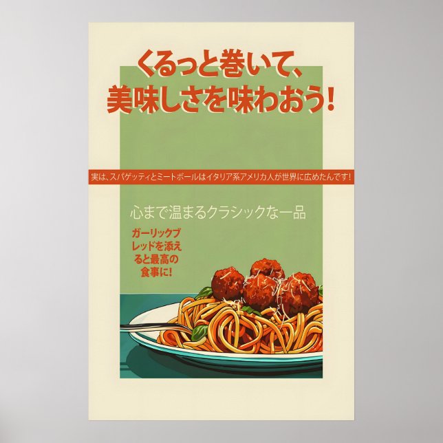 Spaghetti & Meatballs Vintage Poster  Retro (Framsidan)