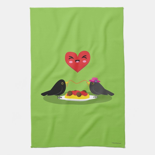 Spaghetti Meatbollar Romantic Date Kökshandduk (Vertikal)