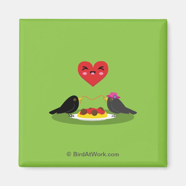 Spaghetti Meatbollar Romantic Date Magnet (Framsidan)