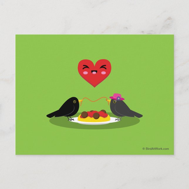 Spaghetti Meatbollar Romantic Date Vykort (Framsida)