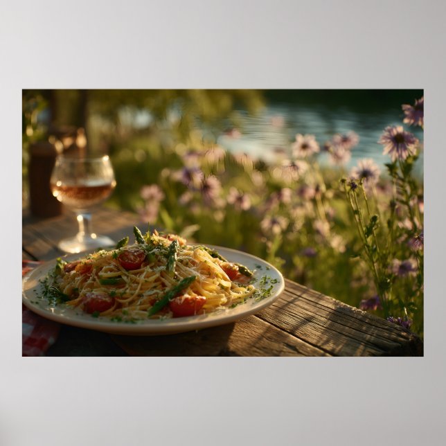 Spaghetti med Asparagus Tips av Riverbank Poster (Framsidan)