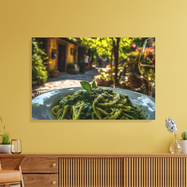 Spaghetti med Creamy Spinach Sauce Canvastryck (Insitu (Vardagsrum))