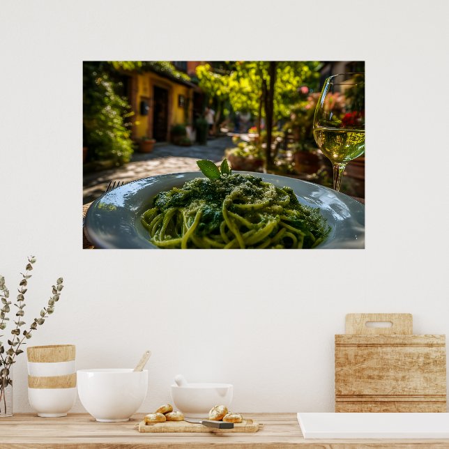 Spaghetti med Creamy Spinach Sauce Poster (Kök)