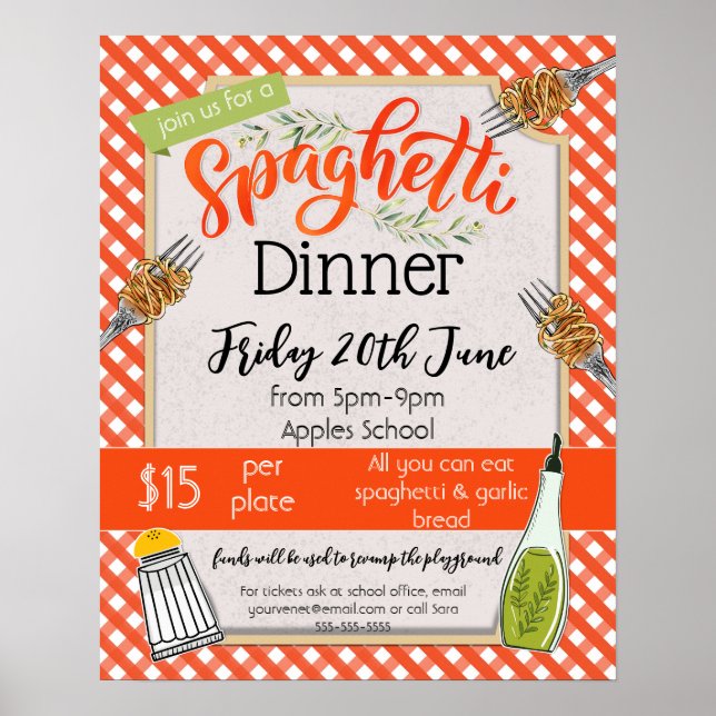 Spaghetti middag Italienska skolans insamlare Poster (Framsidan)