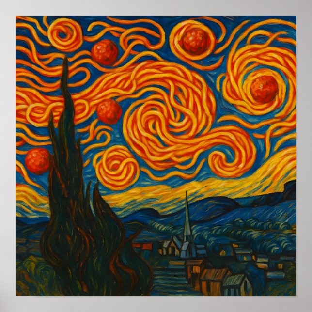 Spaghetti Natt - Poster på fyrkantiga (Framsidan)