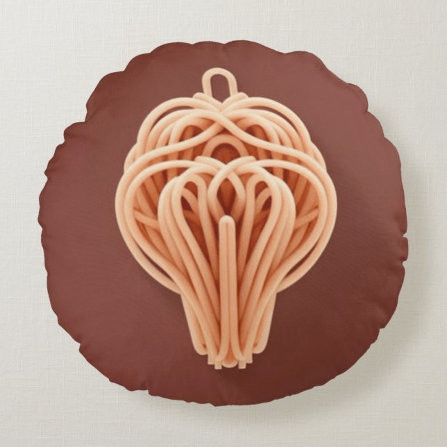 Spaghetti Noodle Unique Mönster Rund Kudde (Framsidan)