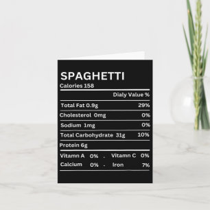 Spaghetti Nutrition Facts Funny Thanksgiving Nutri Kort