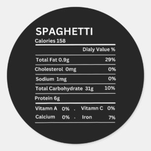 Spaghetti Nutrition Facts Funny Thanksgiving Nutri Runt Klistermärke