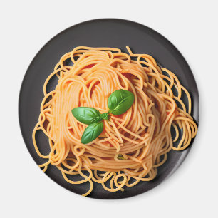Spaghetti och Basil Food Plate Magnet