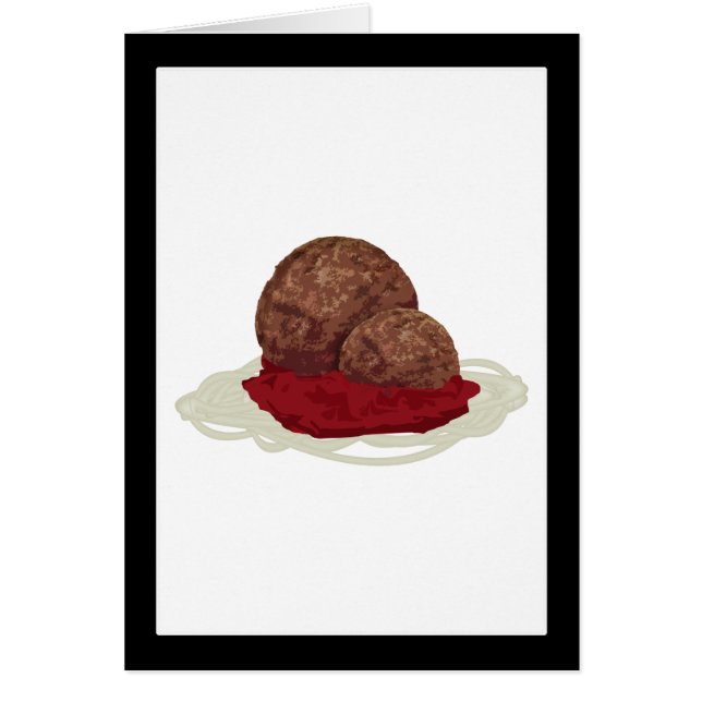 Spaghetti och köttbollar med sås hälsningskort (Framsidan)